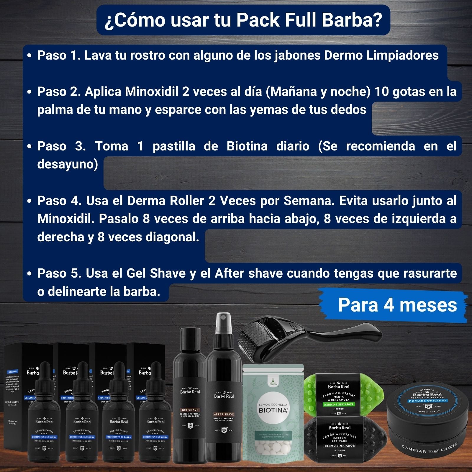 Pack Full Barba + Derma Roller | Incluye productos de afeitado y limpieza
