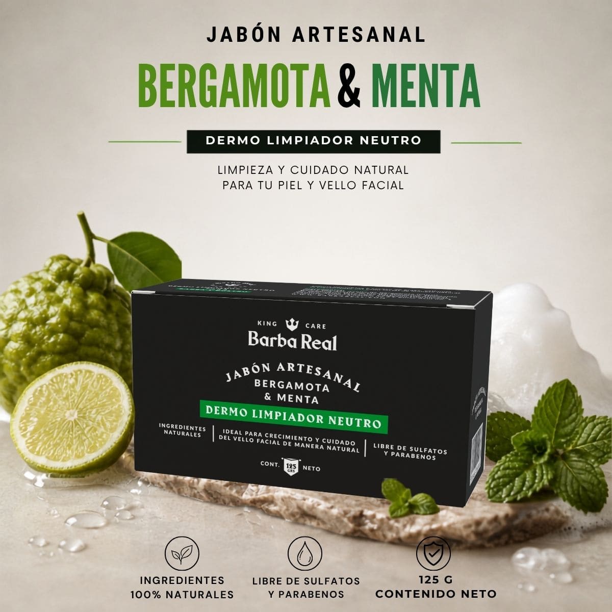 Jabón de Bergamota y menta - BarbaReal