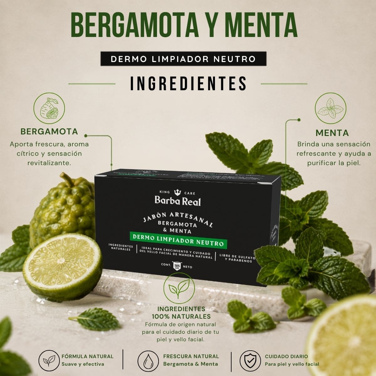 Jabón de Bergamota y menta - BarbaReal