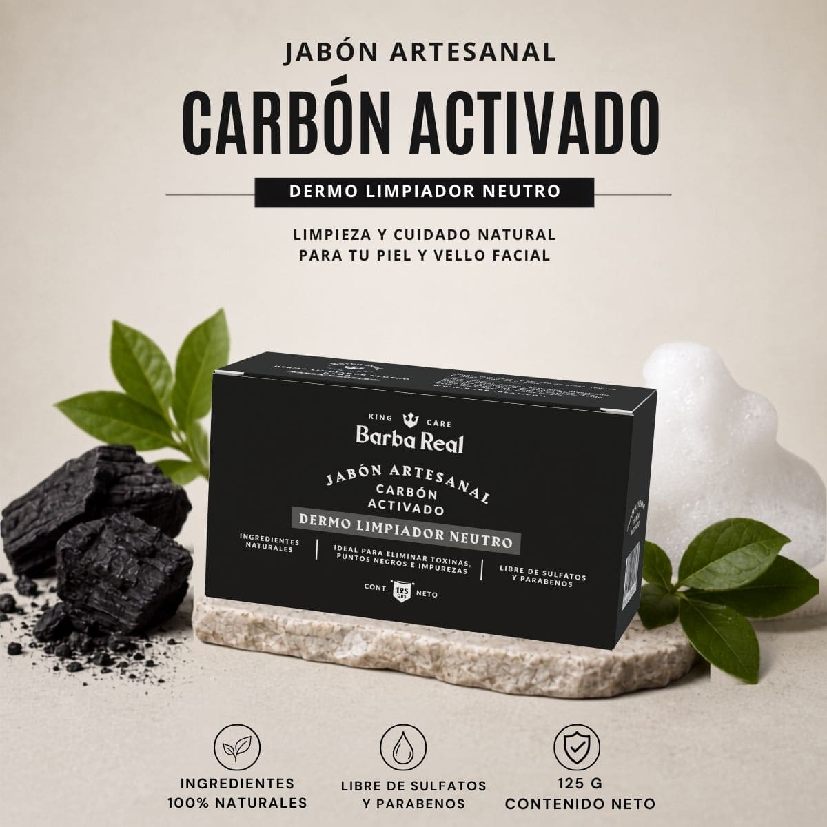 Jabón de Carbón Activado - BarbaReal