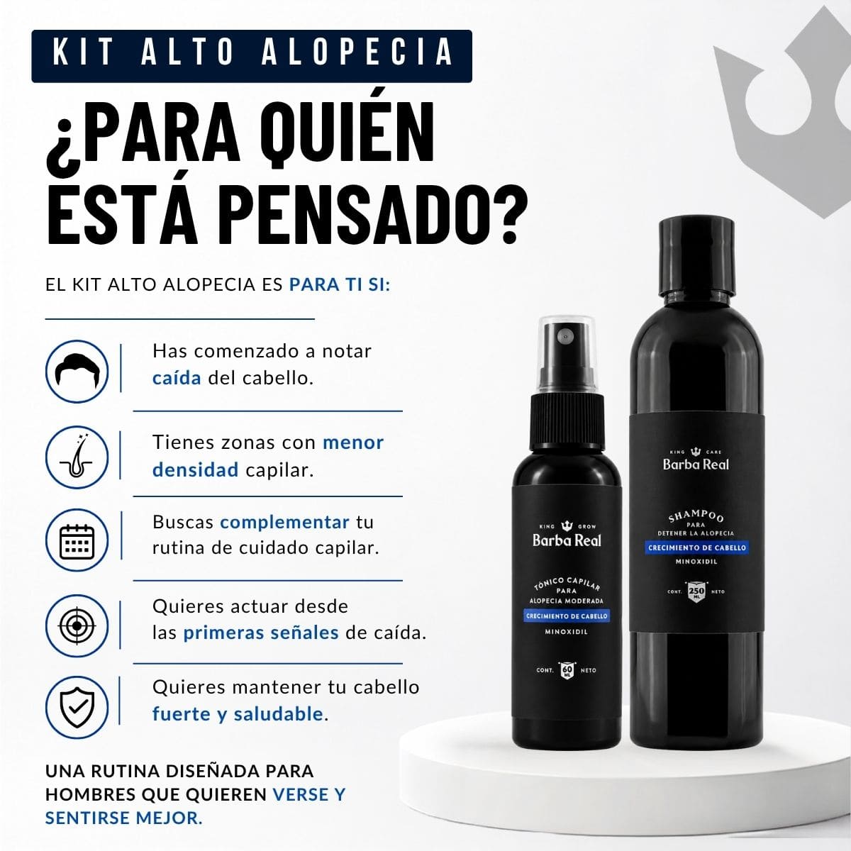 Kit alto alopecia | Detiene la caída y Recupera el cabello. - BarbaReal