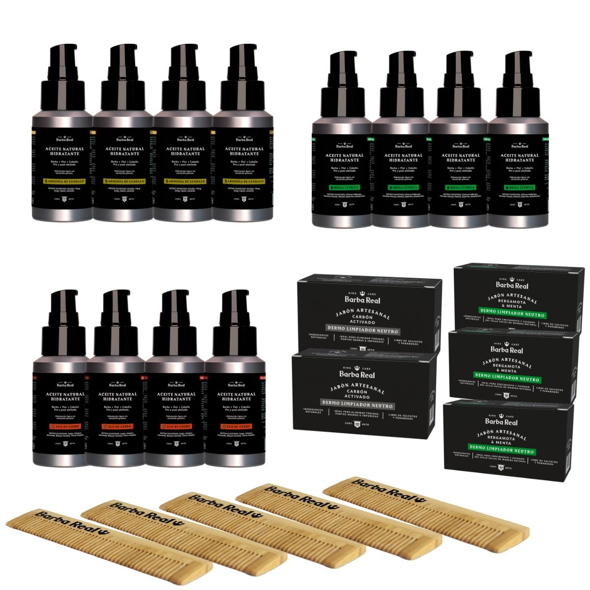 Kit Barber Cuidado | 12 Aceites 5 jabones y 5 peines - BarbaReal