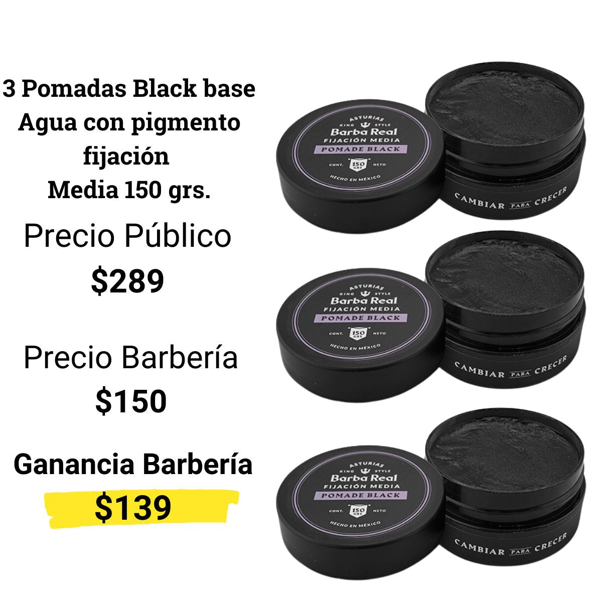 Kit Barber peinado | 12 pomadas para estilizar Cabello - BarbaReal