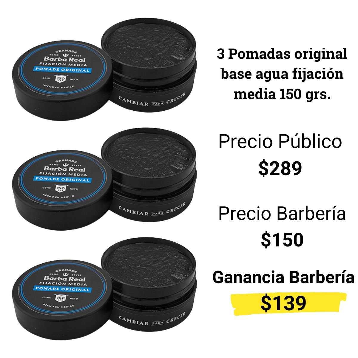 Kit Barber peinado | 12 pomadas para estilizar Cabello - BarbaReal