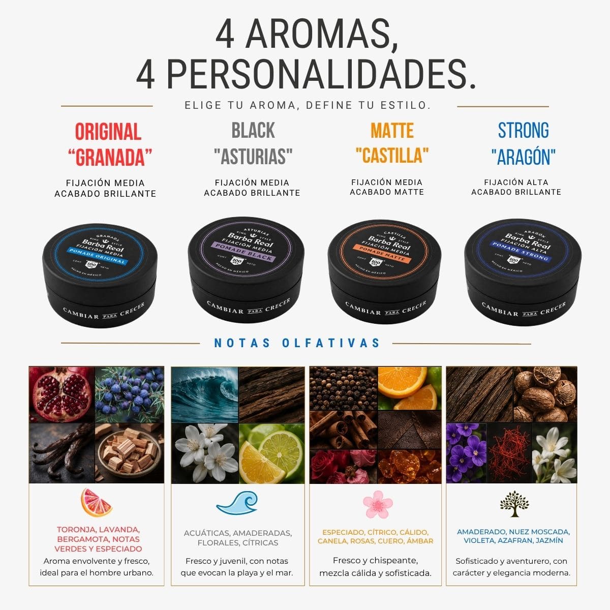 Kit Estilo | 4 Pomadas para estlizar Cabello 150 grs - BarbaReal
