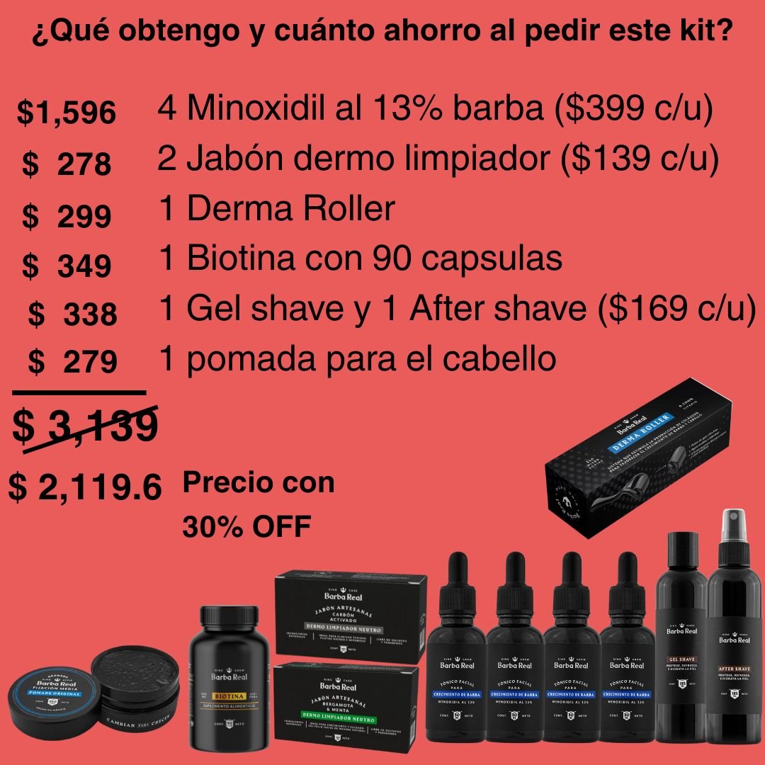 Pack Full Barba + Derma Roller | Incluye productos de afeitado y limpieza - BarbaReal