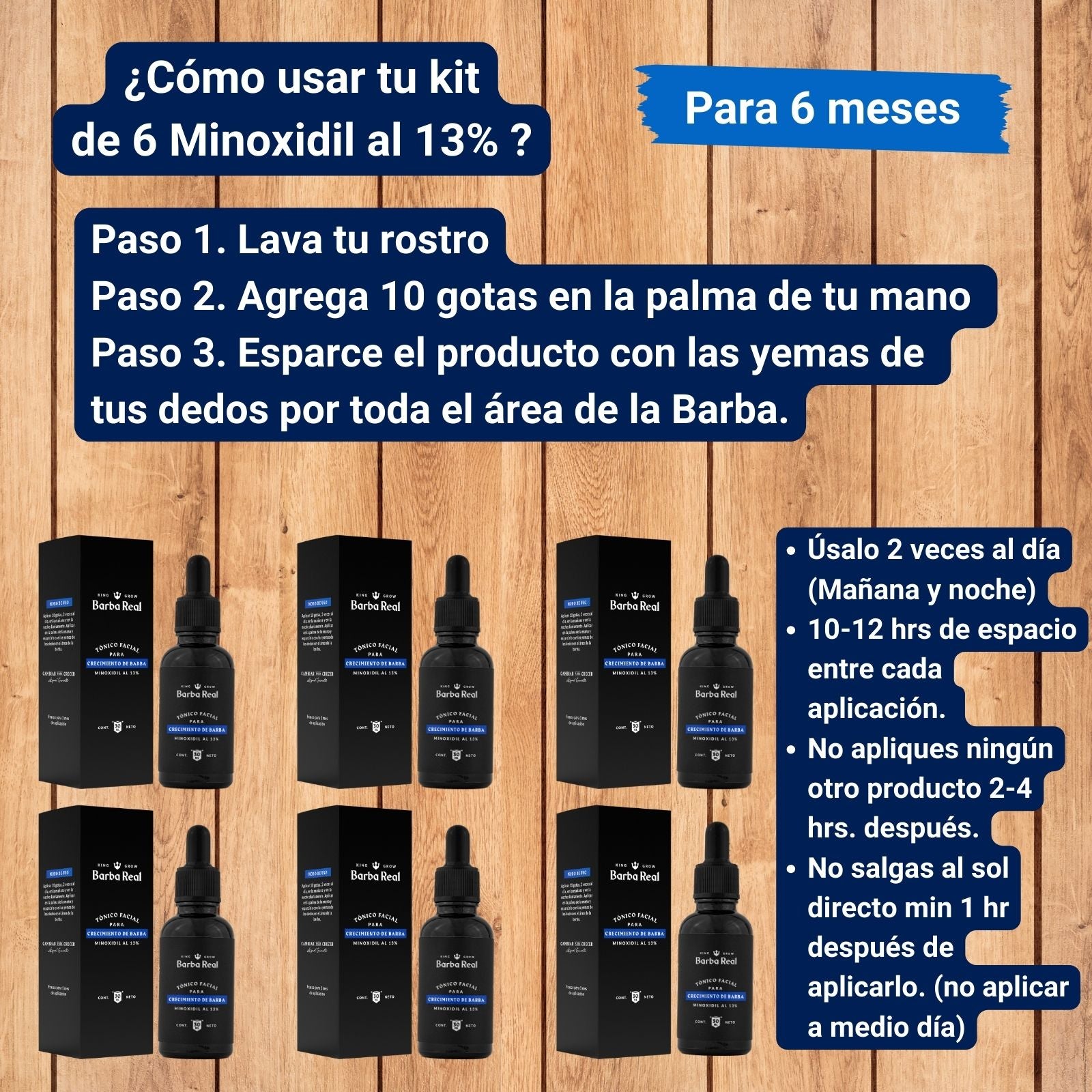 Kit 6 Minoxidil al 13%