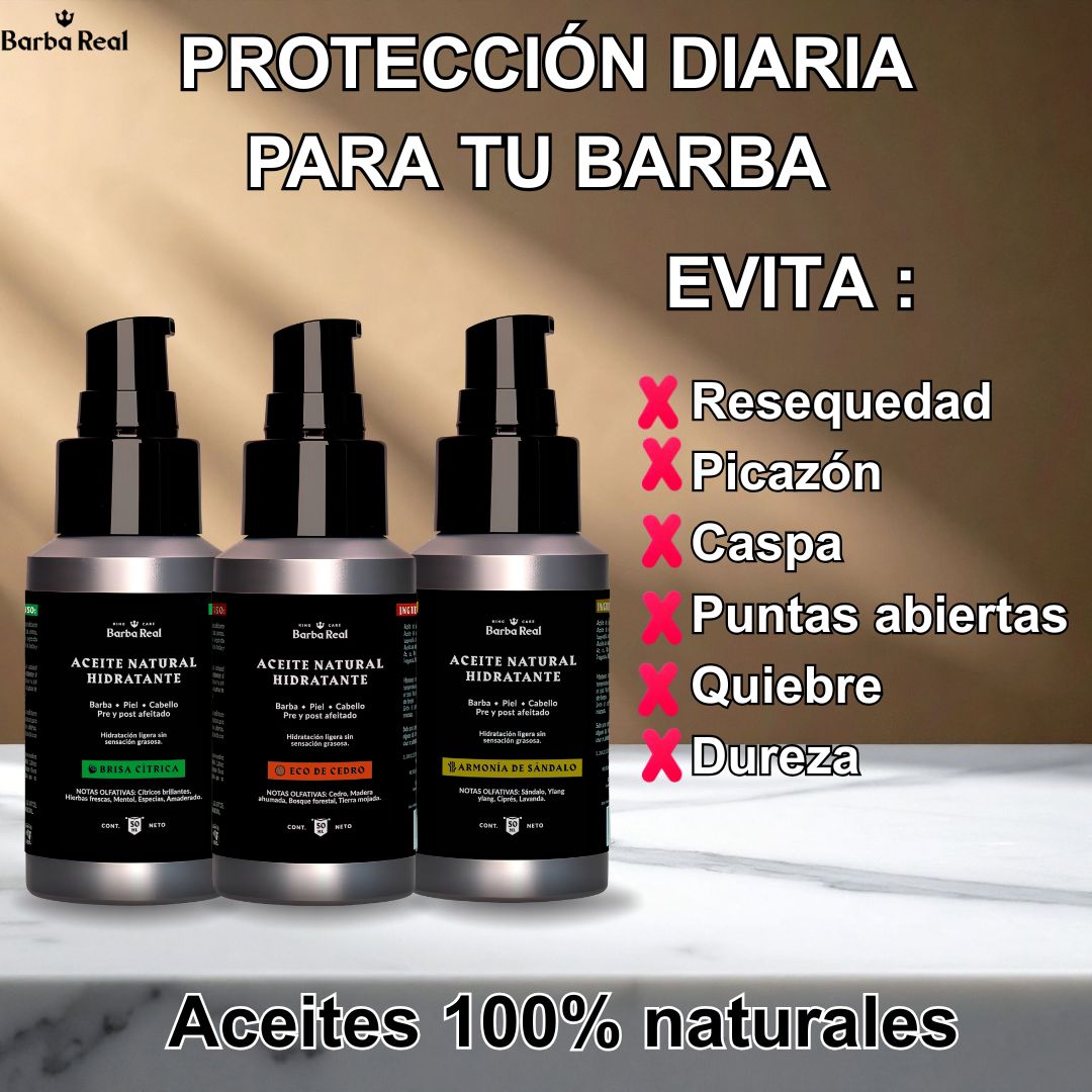 Aceite Natural Hidratante | Barba - Cabello - Piel - Pre y Post Afeitado - BarbaReal