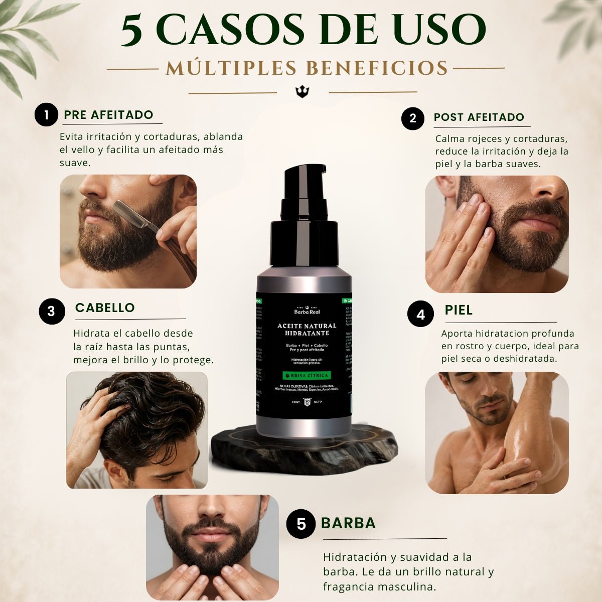 Aceite Natural Hidratante | Barba-Cabello-Piel- Pre y Post Afeitado - BarbaReal