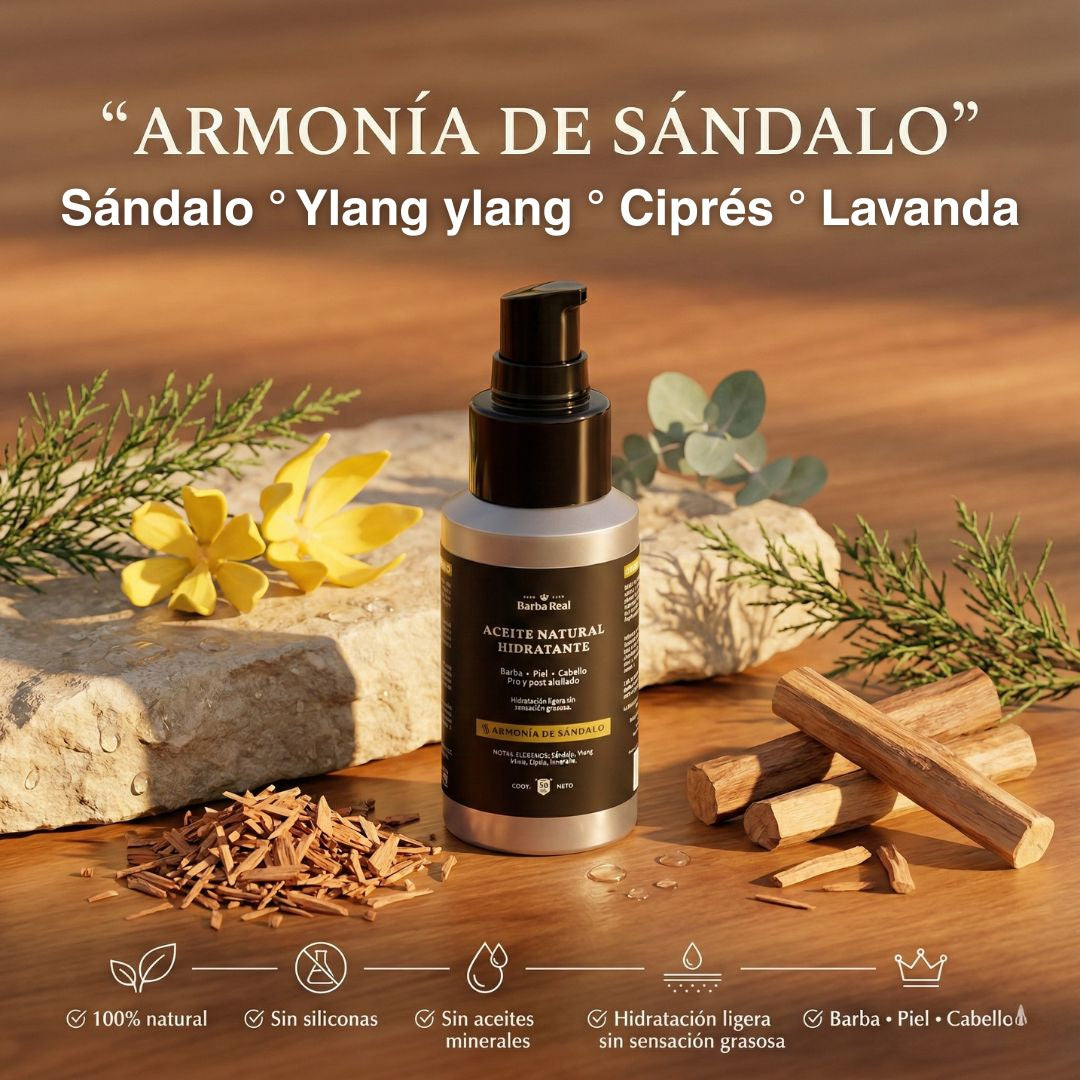 Aceite Natural Hidratante | Barba-Cabello-Piel- Pre y Post Afeitado