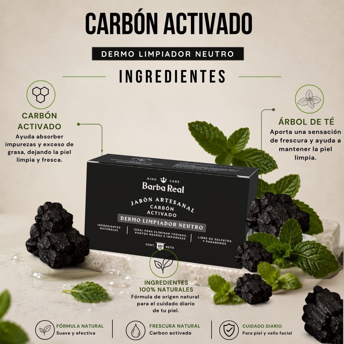 Jabón de Carbón Activado - BarbaReal