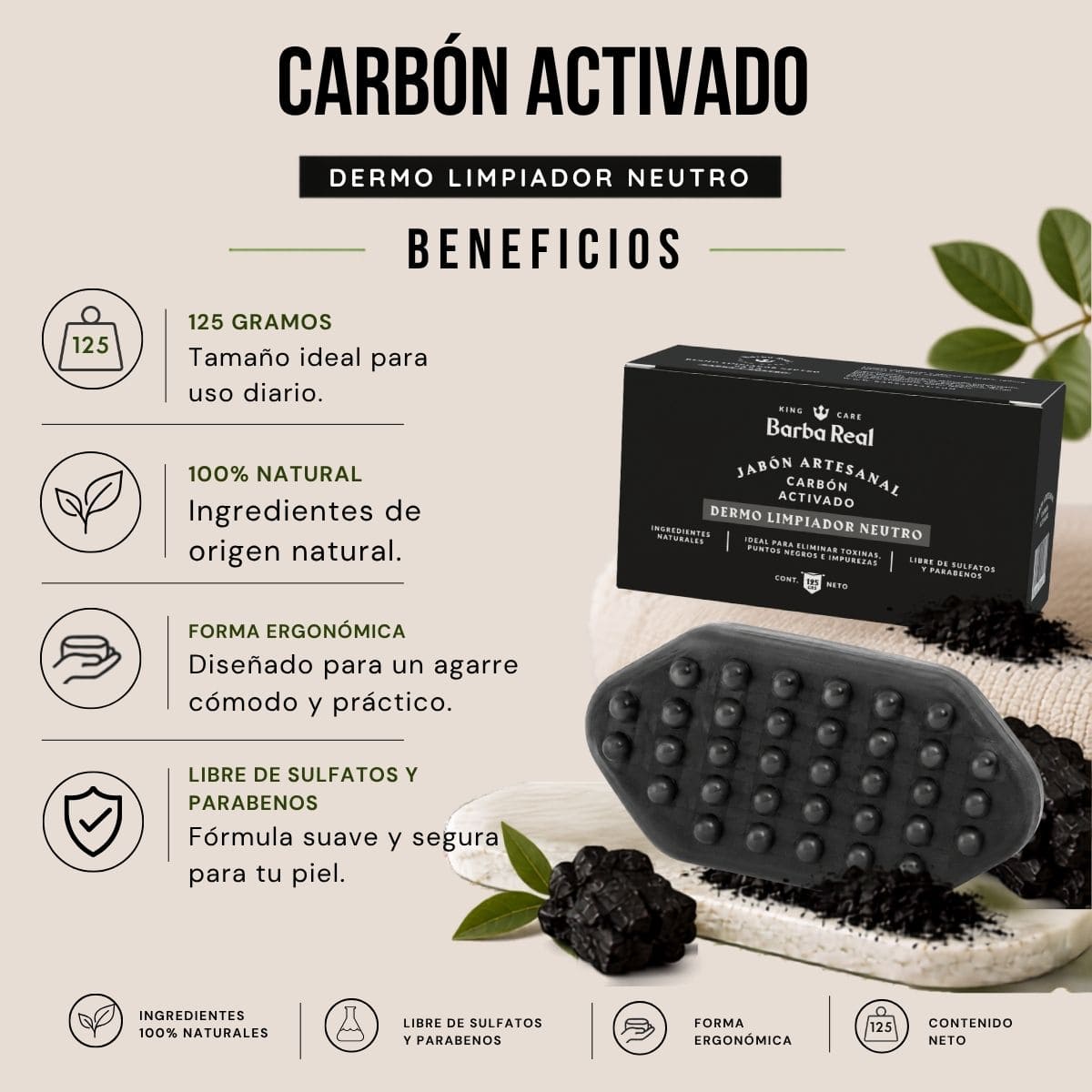 Jabón de Carbón Activado - BarbaReal