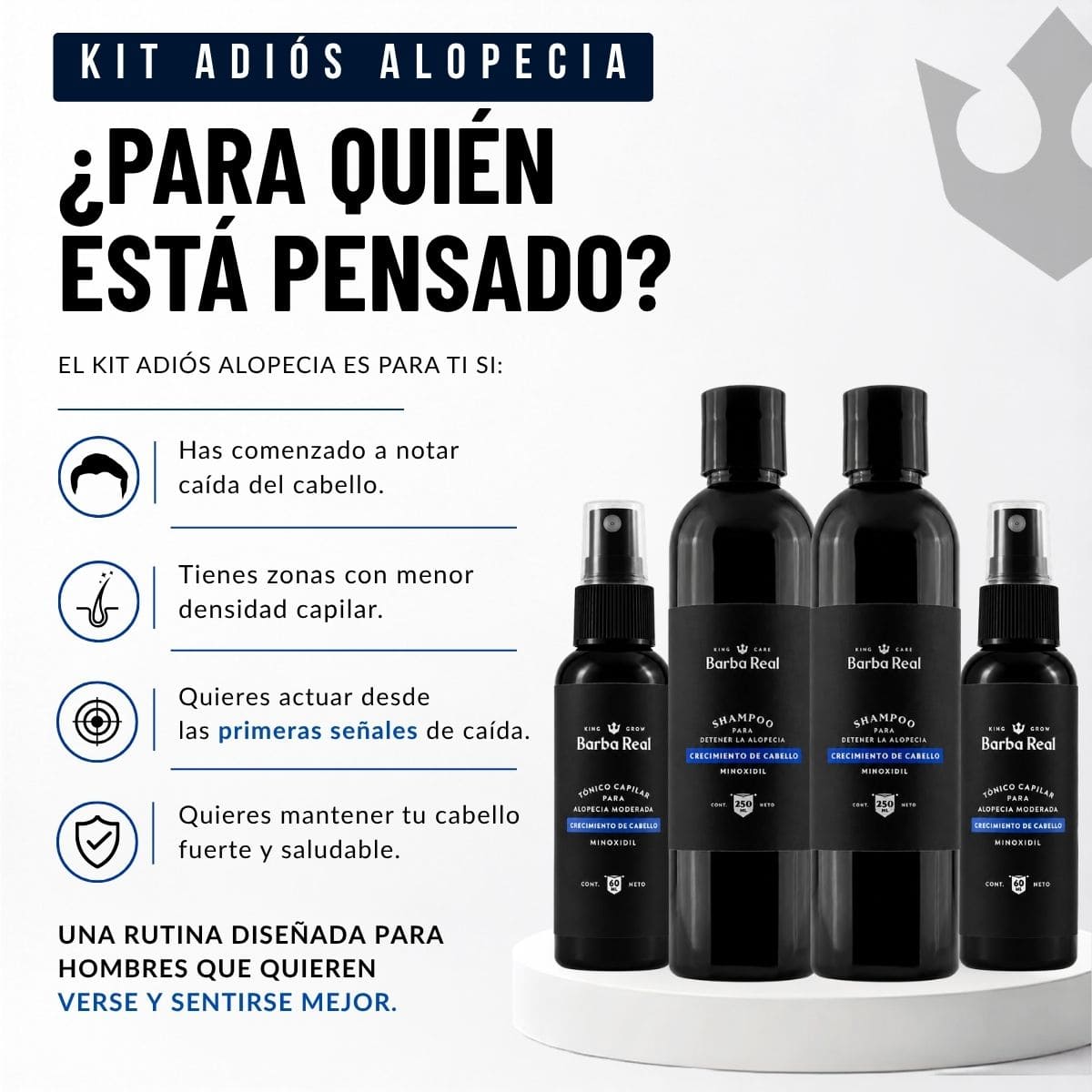 Kit Adiós Alopecia | Detiene la caída y Recupera el cabello. - BarbaReal