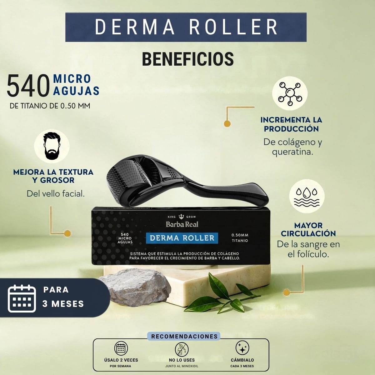 Kit Barba Real | 2 Minoxidil al 20% +Biotina + Derma | El kit más Completo para crecimiento de Barba - BarbaReal