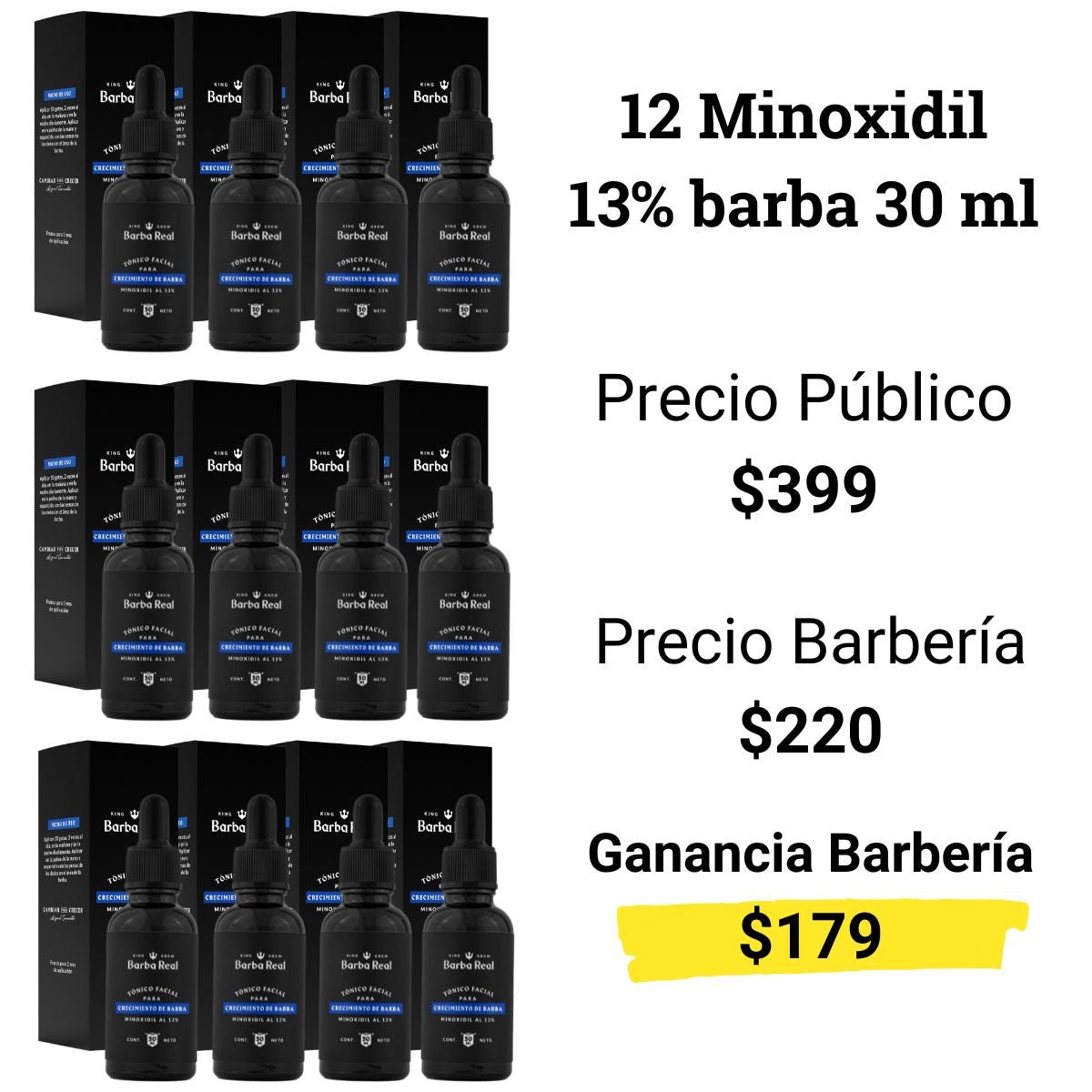 Kit barber Crecimiento | 12 Minoxidil al 13 % en tónico - BarbaReal