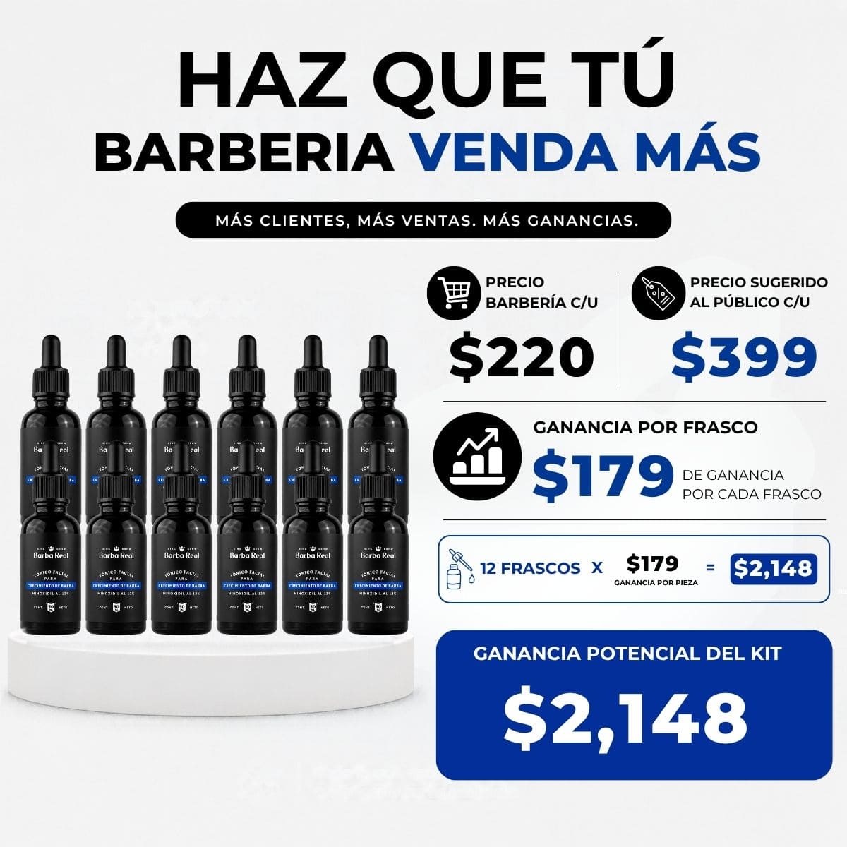 Kit barber Crecimiento | 12 Minoxidil al 13 % en tónico - BarbaReal