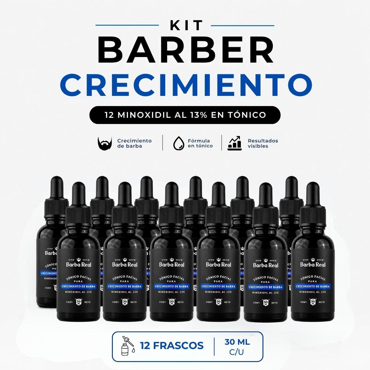Kit barber Crecimiento | 12 Minoxidil al 13 % en tónico - BarbaReal