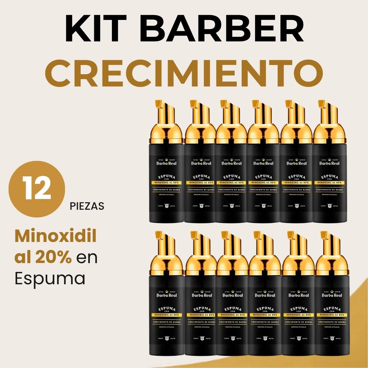 Kit barber Crecimiento | 12 Minoxidil al 20% en Espuma - BarbaReal