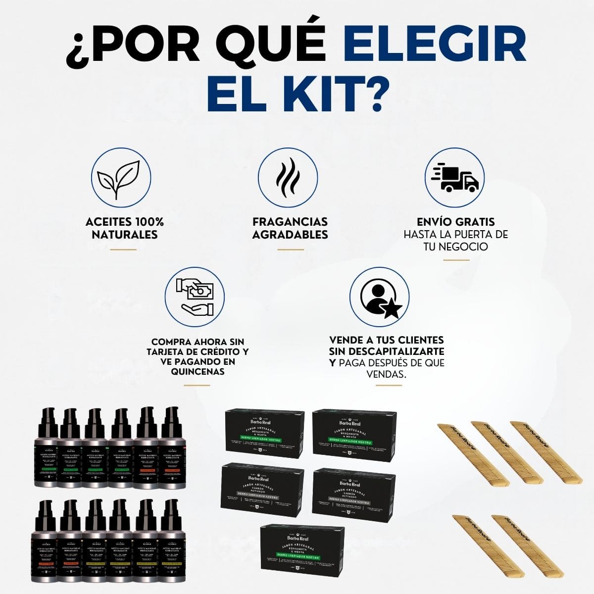 Kit Barber Cuidado | 12 Aceites 5 jabones y 5 peines - BarbaReal