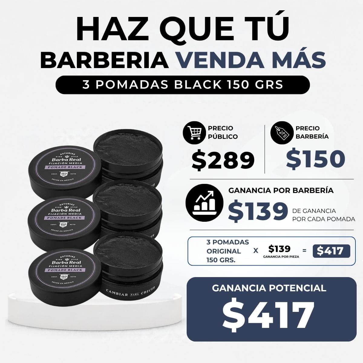 Kit Barber peinado | 12 pomadas para estilizar Cabello - BarbaReal