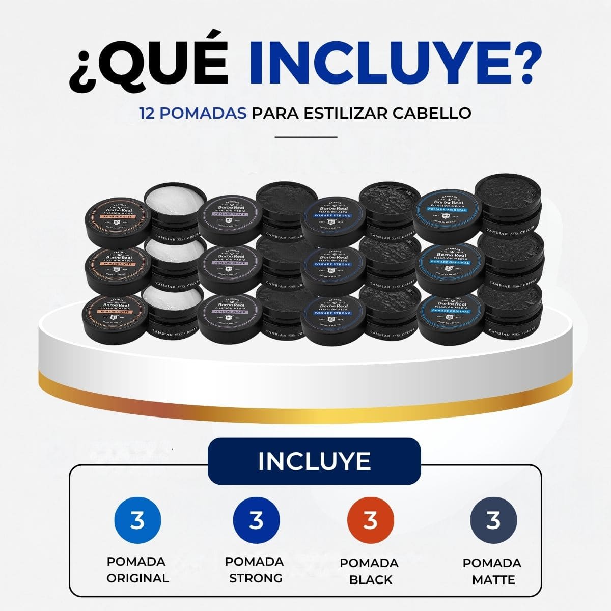 Kit Barber peinado | 12 pomadas para estilizar Cabello - BarbaReal
