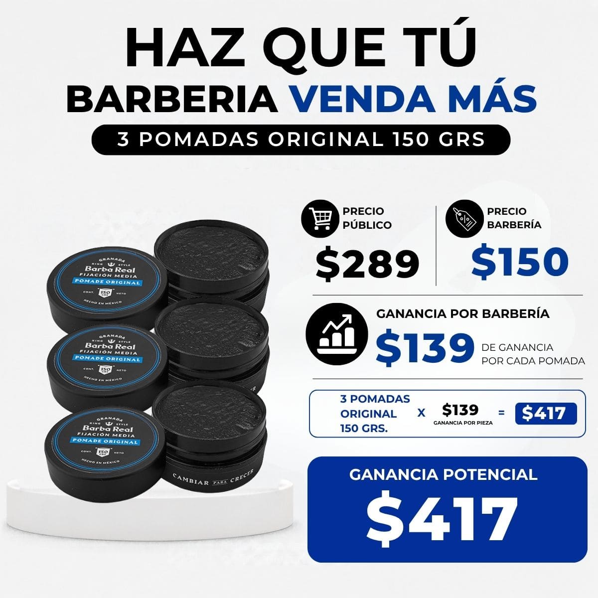 Kit Barber peinado | 12 pomadas para estilizar Cabello - BarbaReal