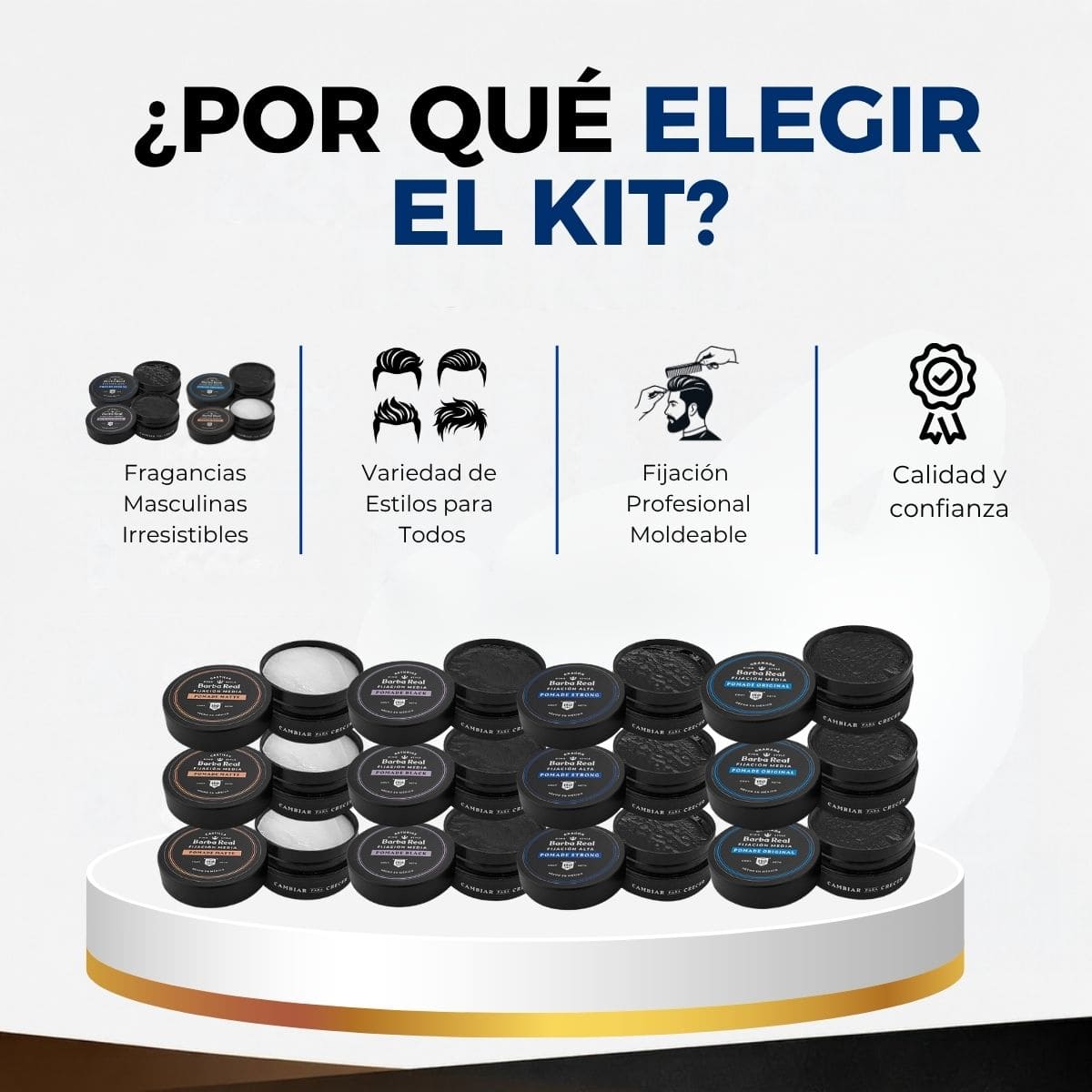 Kit Barber peinado | 12 pomadas para estilizar Cabello - BarbaReal