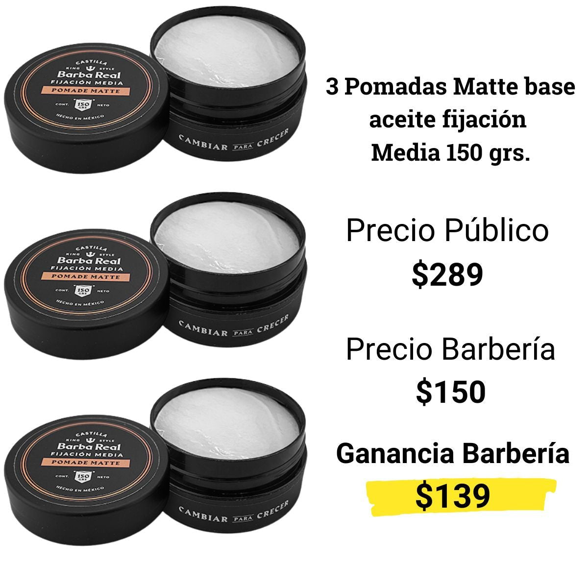 Kit Barber peinado | 12 pomadas para estilizar Cabello - BarbaReal