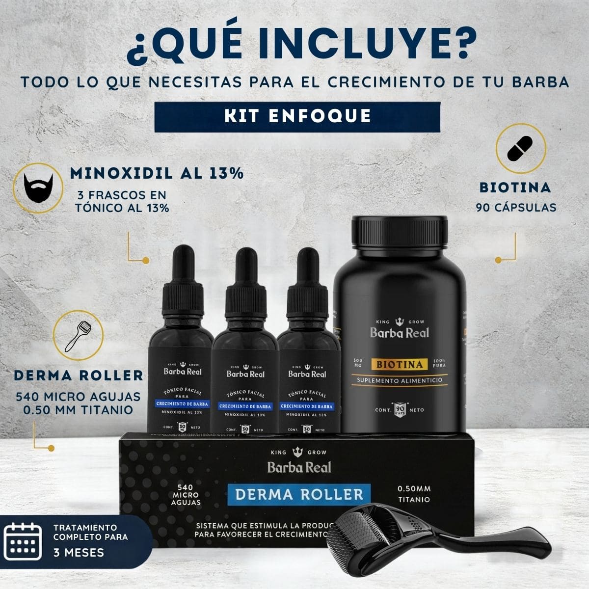 Kit Enfoque Barba con Minoxidil al 13% | Para Crecimiento de Barba; Ideal para iniciar - BarbaReal