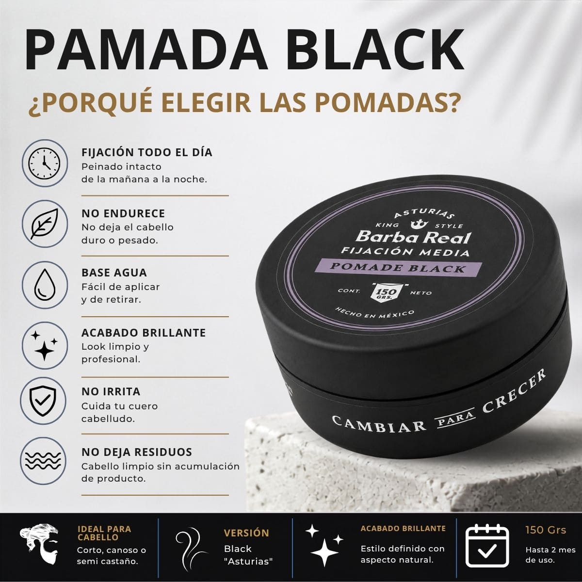 Kit Estilo | 4 Pomadas para estlizar Cabello 150 grs - BarbaReal