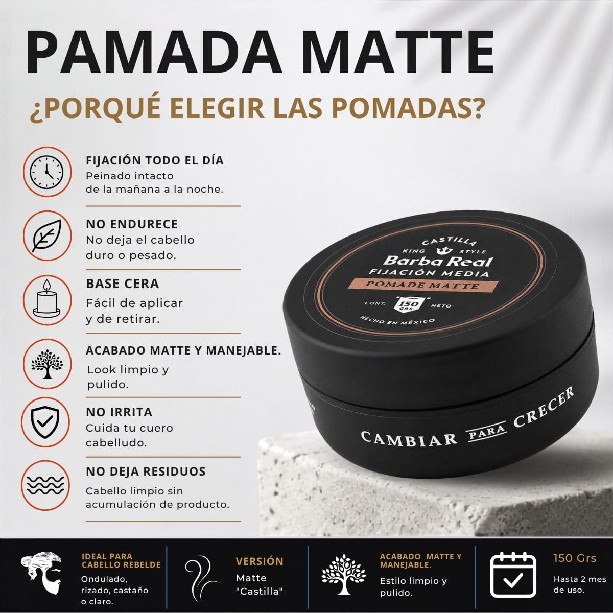 Kit Estilo | 4 Pomadas para estlizar Cabello 150 grs - BarbaReal