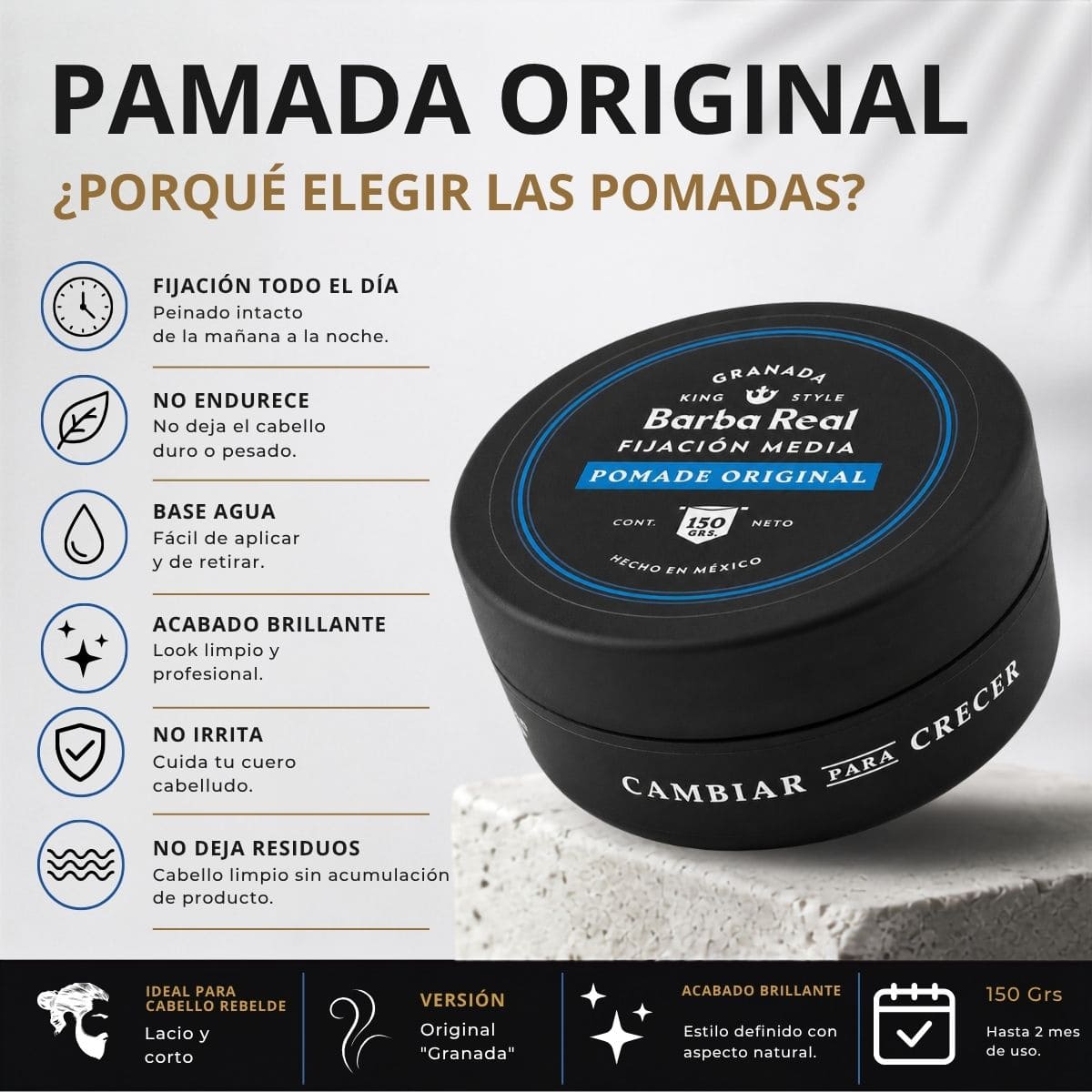 Kit Estilo | 4 Pomadas para estlizar Cabello 150 grs - BarbaReal
