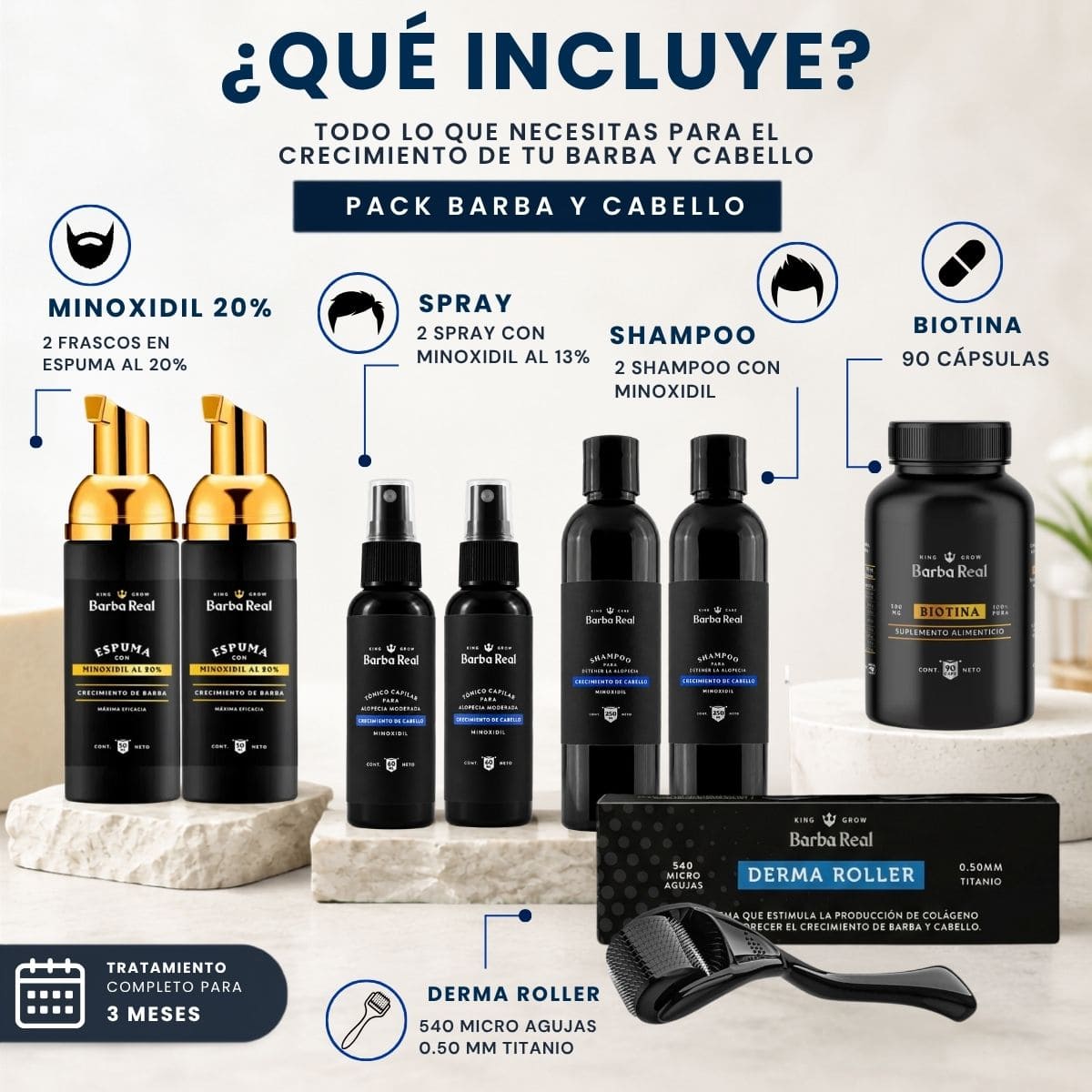 Pack Barba y Cabello con Minoxidil al 20% | Tratamiento completo para ambas zonas. - BarbaReal