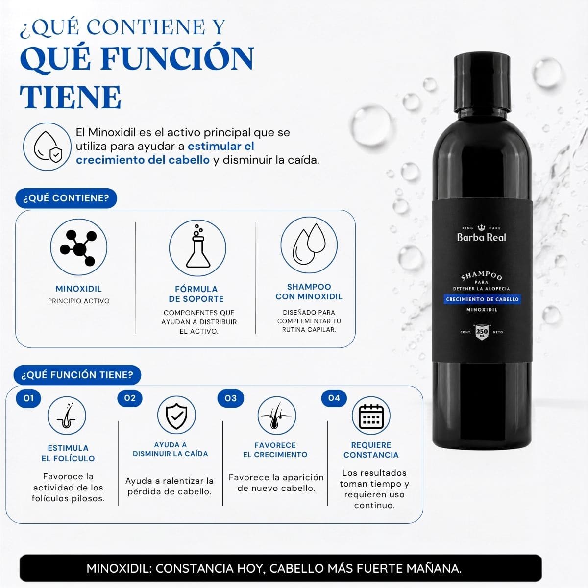Shampoo con Minoxidil | Fortalece el cabello y detiene la caída - BarbaReal